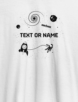 Astronaut Design with Text On White Color T-shirts For Men with Name, Text and Photo