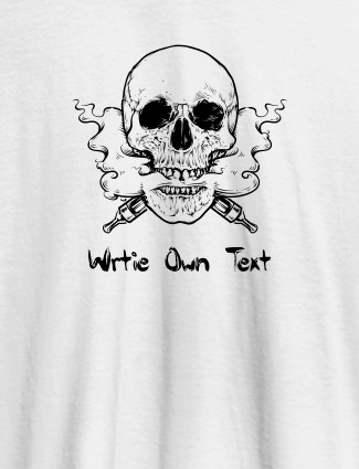Skull Design with Text On White Color Personalized Tshirt
