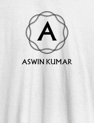 Wave Design with Initial and Your Name On White Color Customized Tshirt for Men