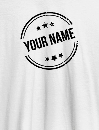 Stamp with Stars Theme and Your Name On White Color Customized Tshirt for Men