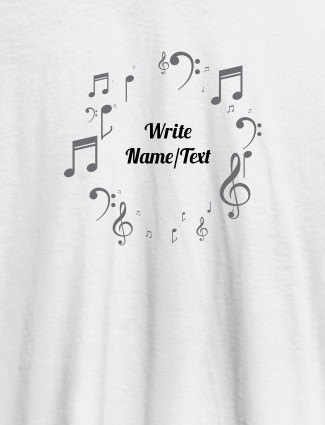 Musical Symbols with Your Name On White Color Personalized T-Shirt