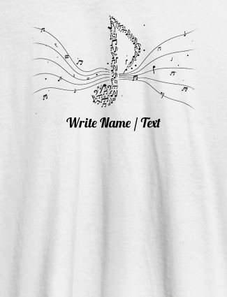 Musical Theme with Your Name On White Color Personalized Tshirt
