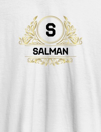 Shield Design with Text and Initial On White Color Customized Men Tees