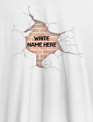 Brick Design with Your Name On White Color Customized Mens T-Shirt