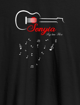Personalised Womens T Shirt With Name Guitar Design Black Color