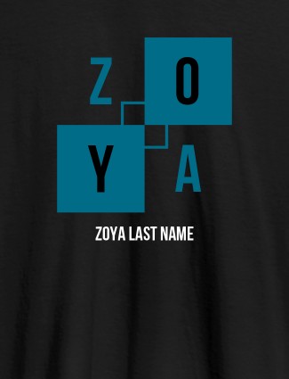 Personalised Womens T Shirt With Last Name Black Color