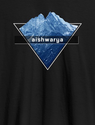 Himalaya Mountain Personalised Womens Printed T Shirt Black Color