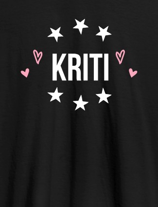 Personalised Womens T Shirt With Name And Stars Black Color