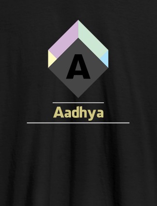 Personalised Womens T Shirt With Name Cubic Design Black Color