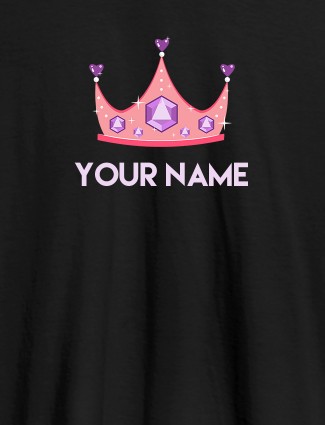 Queen Theme with Purple Gems and Your Name On Black Color Customized Womens T-Shirt
