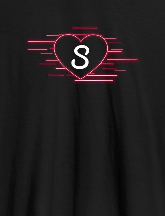 Love with Initial On Black Color Customized Women Tees