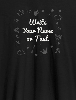 Multi Design with Your Name On Black Color Customized Womens T-Shirt