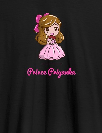 Cute Princess with Your Name On Black Color Personalized Women Tees