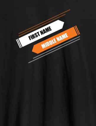 First Name and Last Name On Black Color Customized Tshirt for Women