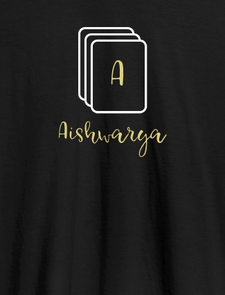 Playing Cards with Initial and Name On Black Color Personalized Women Tees