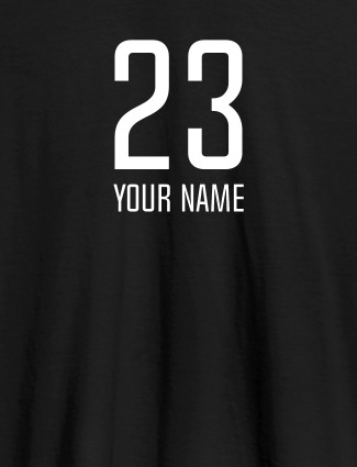 Number and Name On Black Color Personalized T-Shirt for Women