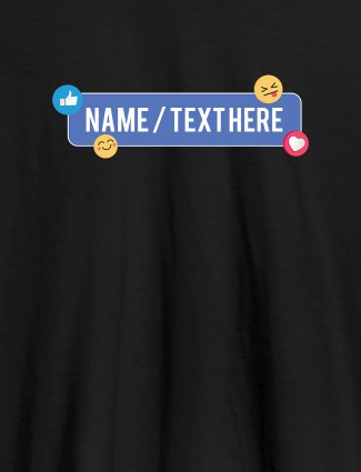Your Name with Emojis On Black Color Customized Womens T-Shirt
