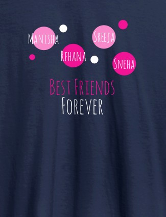 Best Friends Forever Personalised Womens T Shirt Navy Blue Color