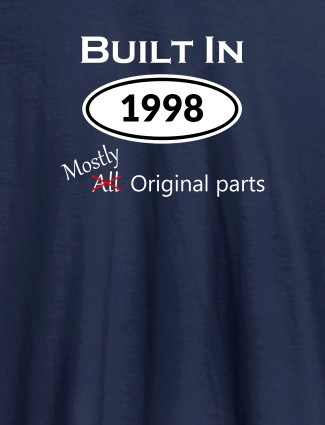 Built In Year Mostly Original Personalised Womens T Shirt Navy Blue Color