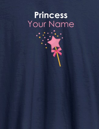 Princess Your Name Personalised Girl T Shirt Navy Blue Color