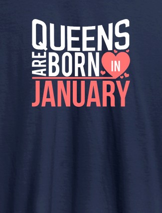 Queens Are Born In Personalised Womens T Shirt Navy Blue Color