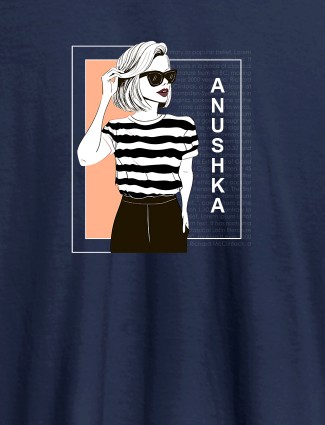Personalised Womens T Shirt Latest Fashion Trends With Name Navy Blue Color