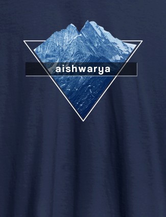 Himalaya Mountain Personalised Womens Printed T Shirt Navy Blue Color