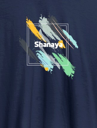 Personalised Womens T Shirt Name With Abstract Design Navy Blue Color