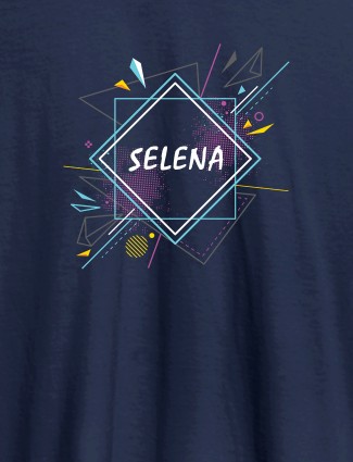 Personalised Womens Tshirt With Unique Art Navy Blue Color