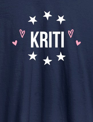 Personalised Womens T Shirt With Name And Stars Navy Blue Color