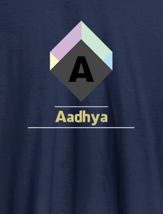 Personalised Womens T Shirt With Name Cubic Design Navy Blue Color