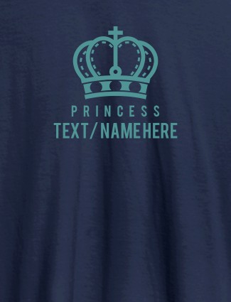 Princess with Your Name On Navy Blue Color Customized Women Tees