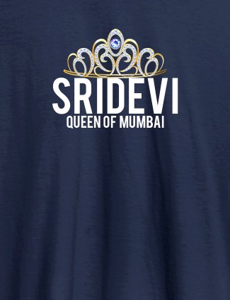 Queen of City Name and Text On Navy Blue Color Women T Shirts with Name, Text, and Photo