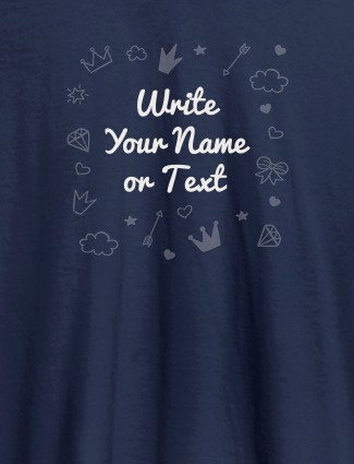 Multi Design with Your Name On Navy Blue Color Customized Womens T-Shirt