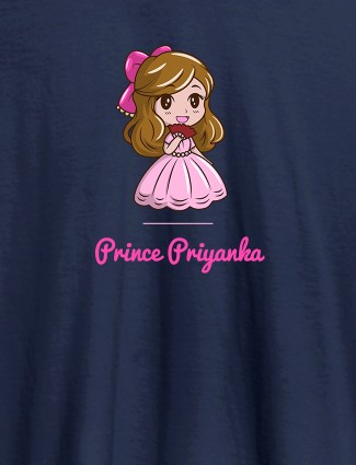 Cute Princess with Your Name On Navy Blue Color Personalized Women Tees