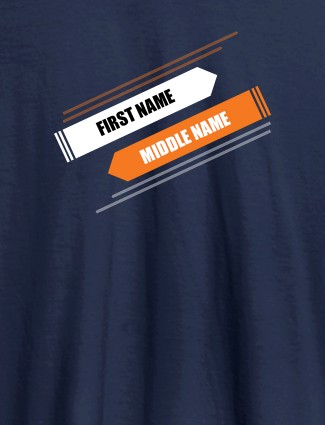 First Name and Last Name On Navy Blue Color Customized Tshirt for Women