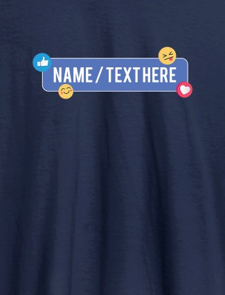 Your Name with Emojis On Navy Blue Color Customized Womens T-Shirt