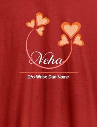 Personalised Womens T Shirt With Your Dad Name Red Color