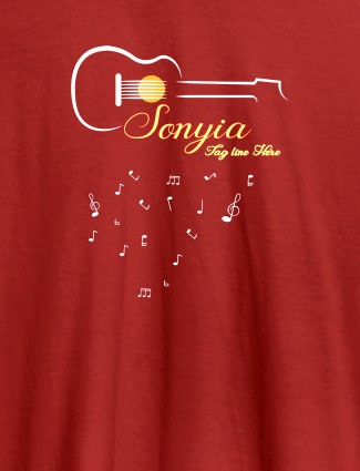 Personalised Womens T Shirt With Name Guitar Design Red Color