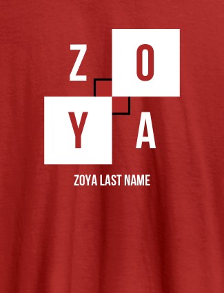 Personalised Womens T Shirt With Last Name Red Color