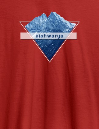 Himalaya Mountain Personalised Womens Printed T Shirt Red Color