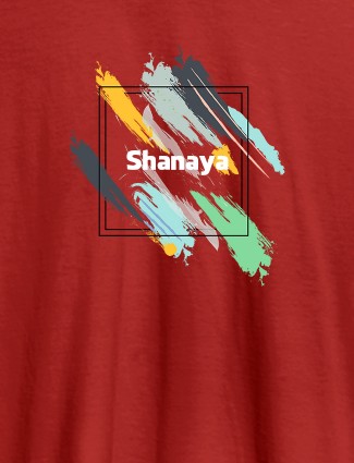 Personalised Womens T Shirt Name With Abstract Design Red Color