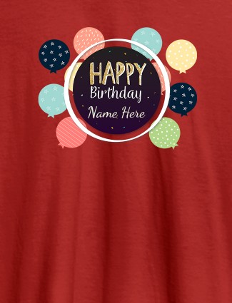 Personalised Happy Birthday Womens T Shirt With Name Red Color