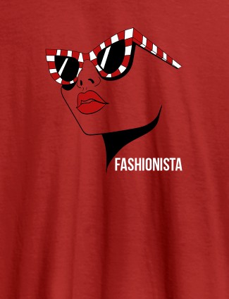 Fashionista Womens T Shirt Trendy Unique Design Red Color