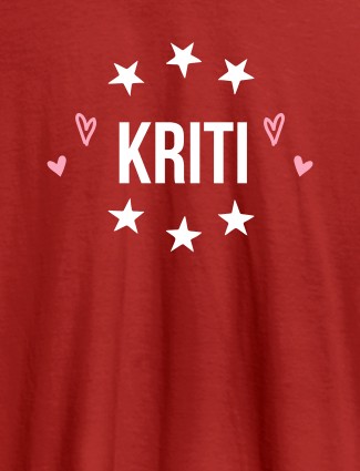 Personalised Womens T Shirt With Name And Stars Red Color