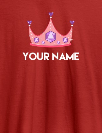 Queen Theme with Purple Gems and Your Name On Red Color Customized Womens T-Shirt