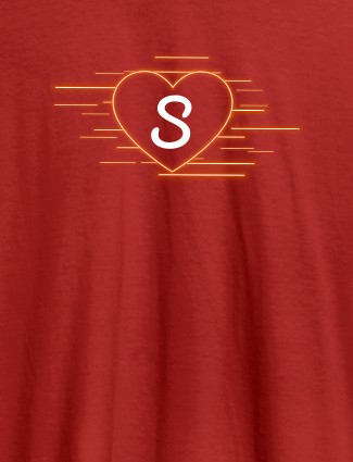 Love with Initial On Red Color Customized Women Tees