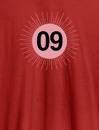 Your Lucky Number with Design On Red Color Women T Shirts with Name, Text, and Photo