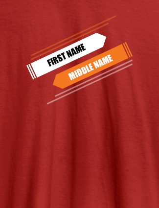 First Name and Last Name On Red Color Customized Tshirt for Women