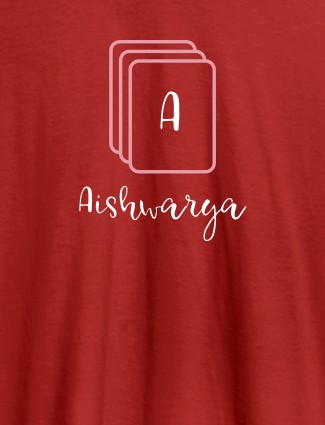 Playing Cards with Initial and Name On Red Color Personalized Women Tees
